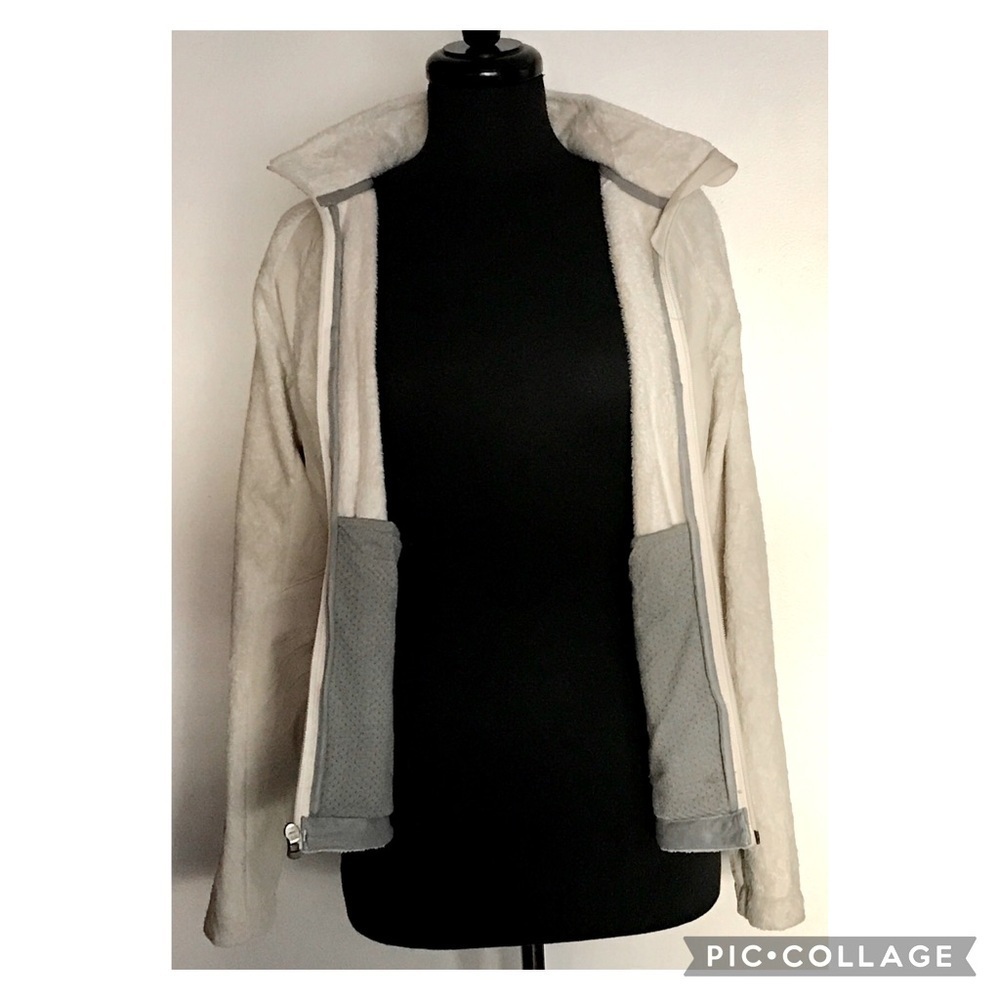 REI Fleece Jacket Soft and Dreamy Cream White with Grey Size S Women's Teen Kid